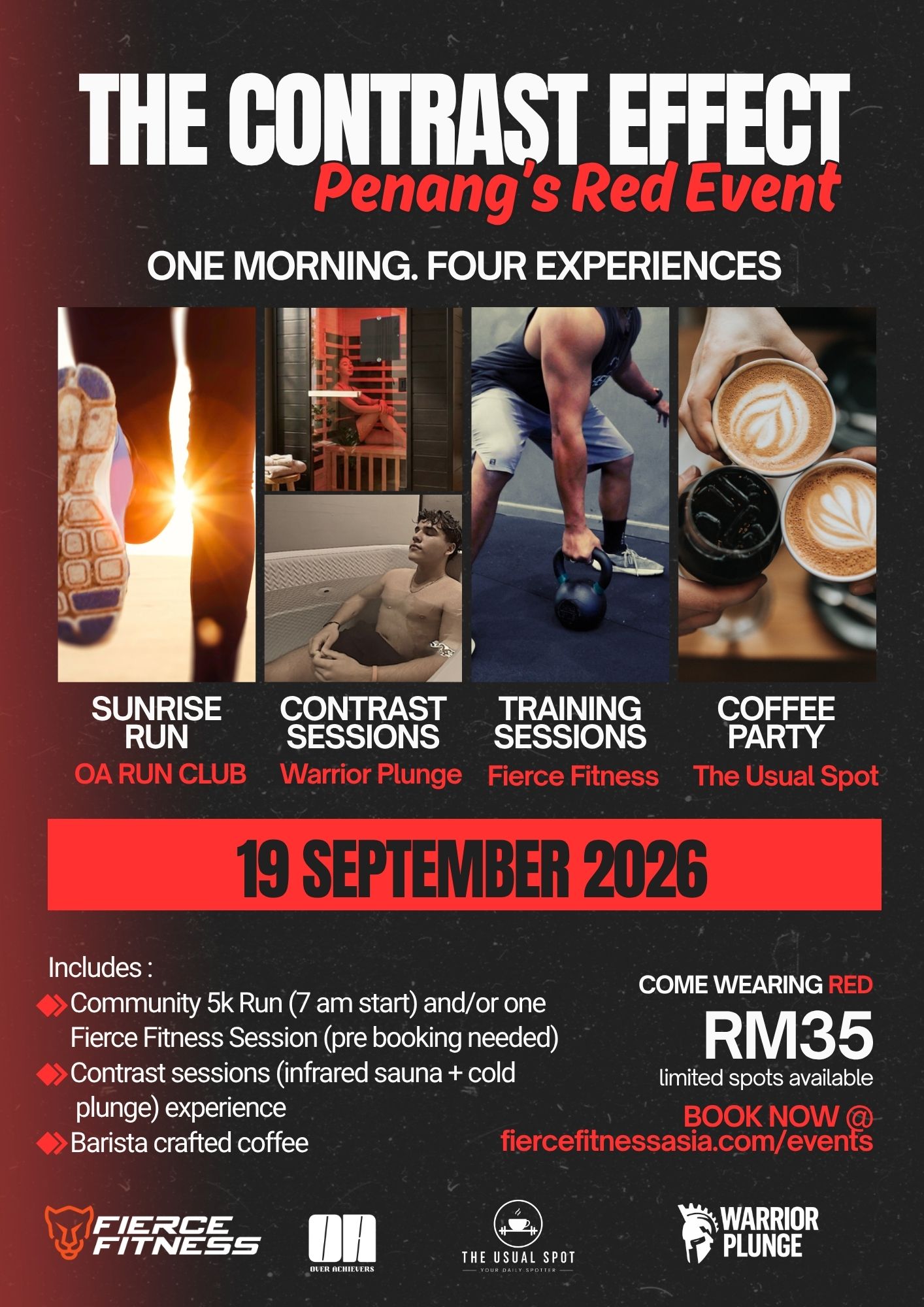 contrast therapy, infrared sauna, ice plunge, run, penang activities, fitness